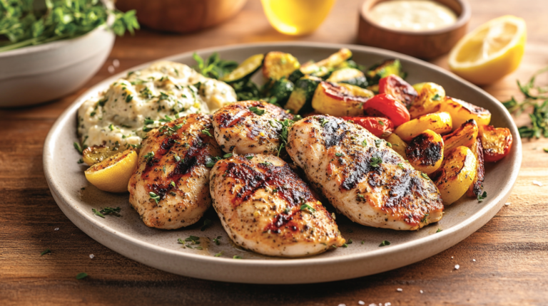 A variety of low FODMAP chicken recipes, including grilled chicken, dairy-free chicken, and roasted vegetables.