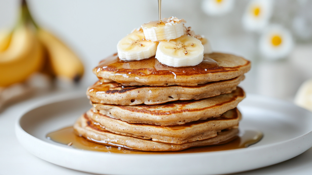 AIP cassava flour banana pancakes with coconut topping