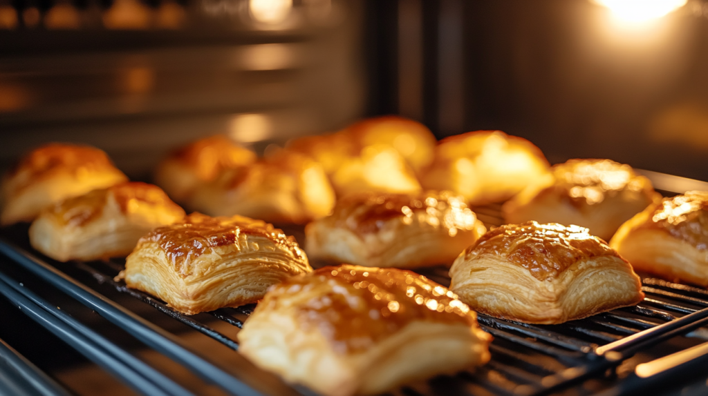 Chicken pastries baking to a golden, crispy perfection in the oven