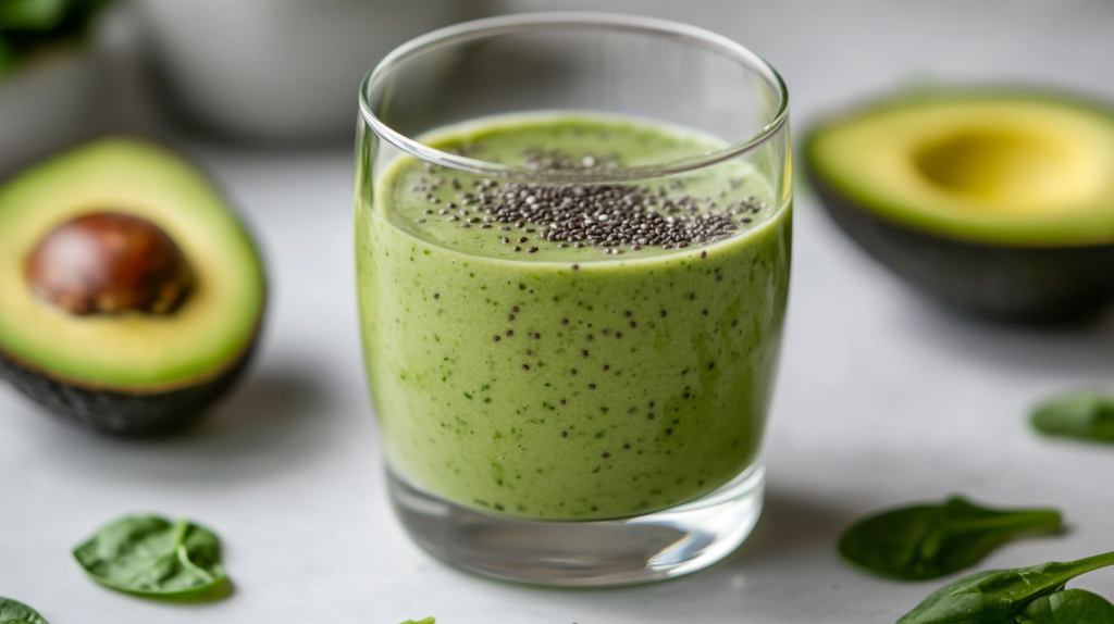 Candida diet green smoothie with avocado