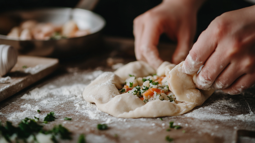 Crimping pastry for homemade fish pasties