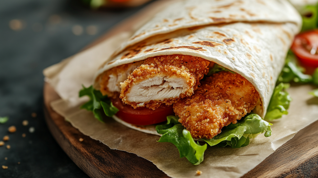 Crispy John Soules chicken tenders wrap for lunch
