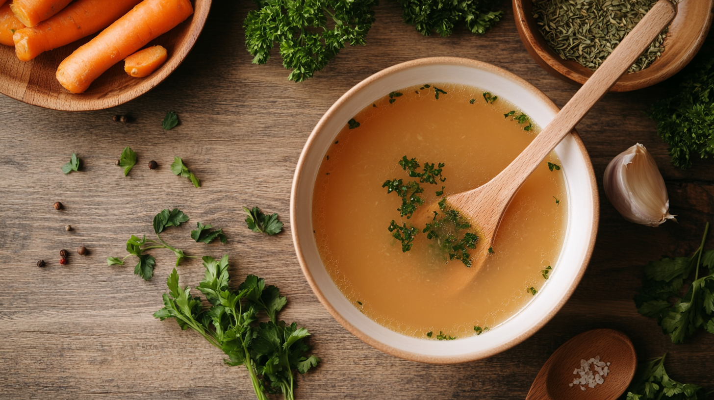 Homemade ingredients for recipes using chicken broth