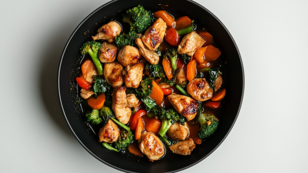 Low-carb chicken stir-fry with chicken broth