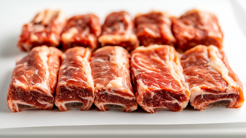 Raw beef back ribs before seasoning