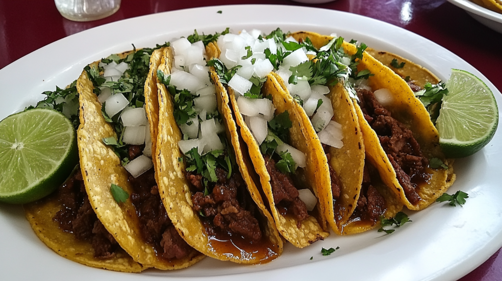 Mexican barbacoa wagyu ground beef cheek tacos.