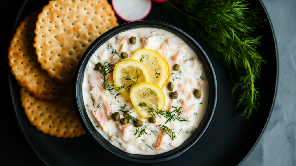 garnished smoked fish dip stylish photo