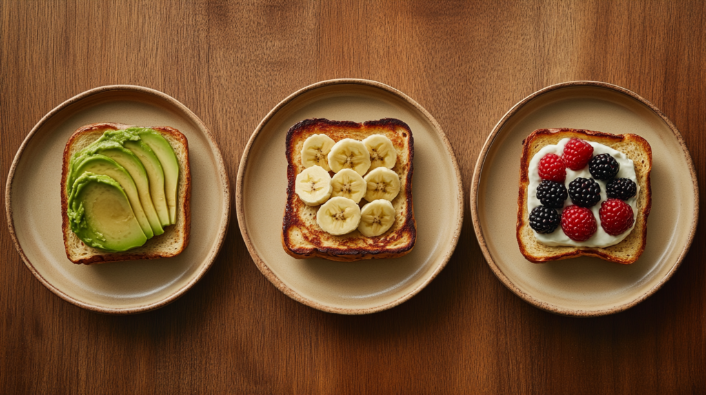 three creative protein French toast variations on plates