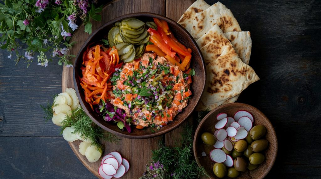 smoked fish dip grazing board food photography
