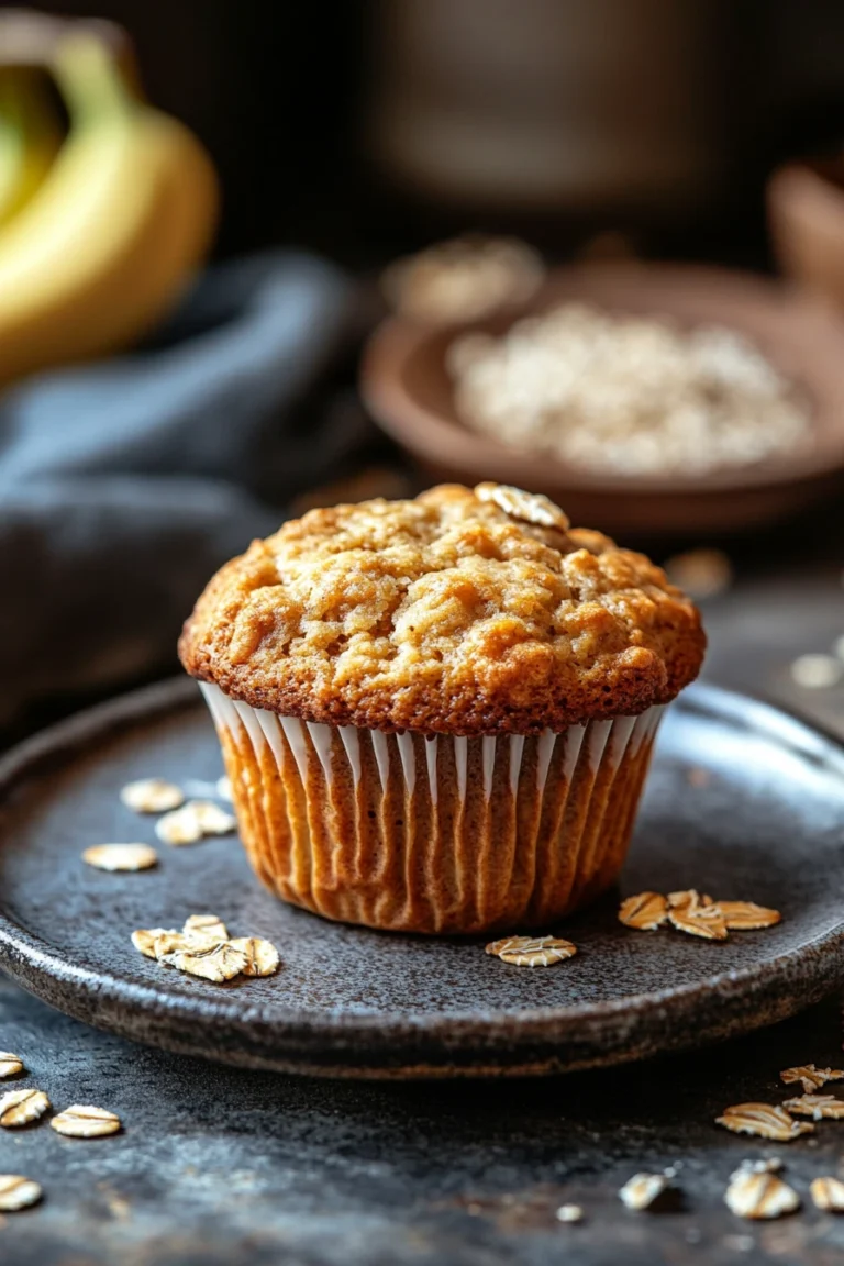 Close-up of banana muffins made with oat flour on a clean background.