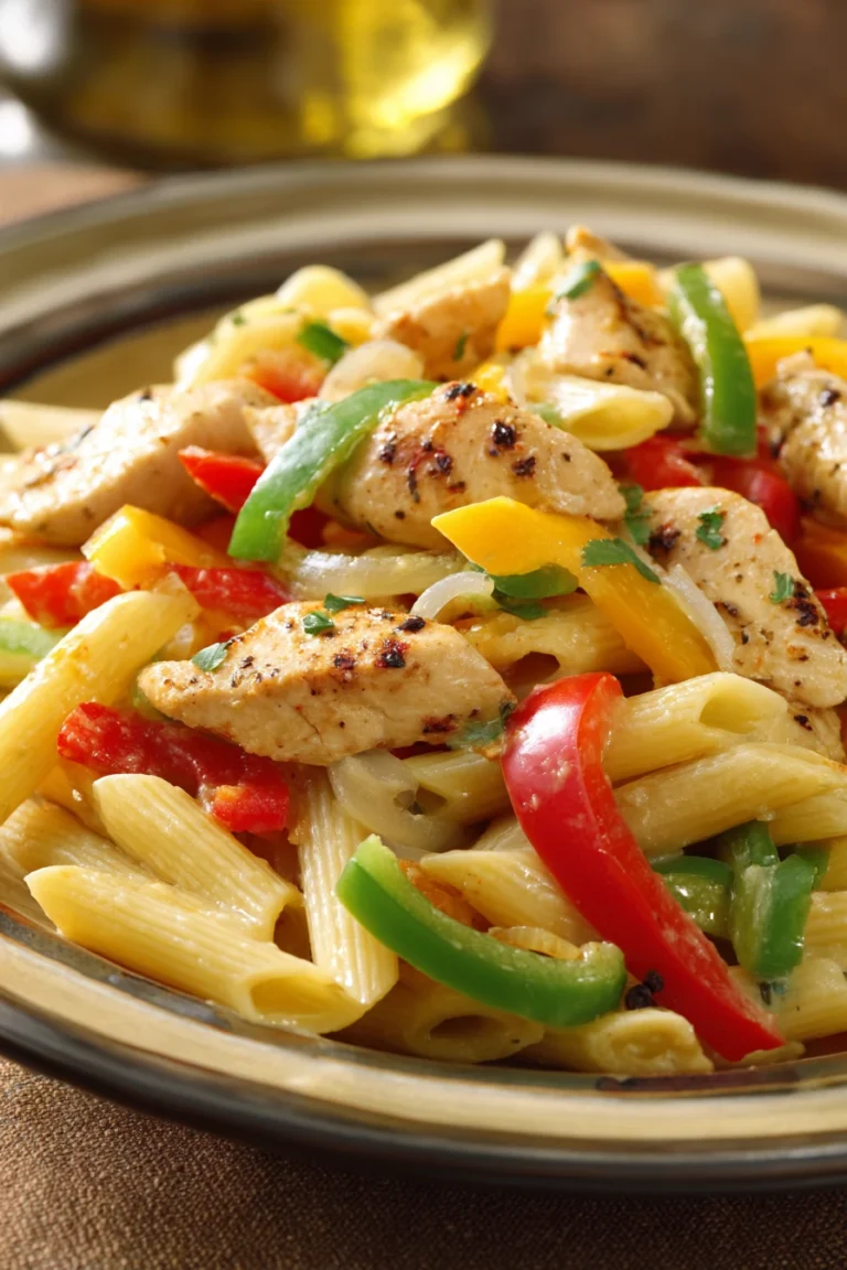 Close-up of creamy Cajun chicken pasta with a rich sauce and garnished with herbs