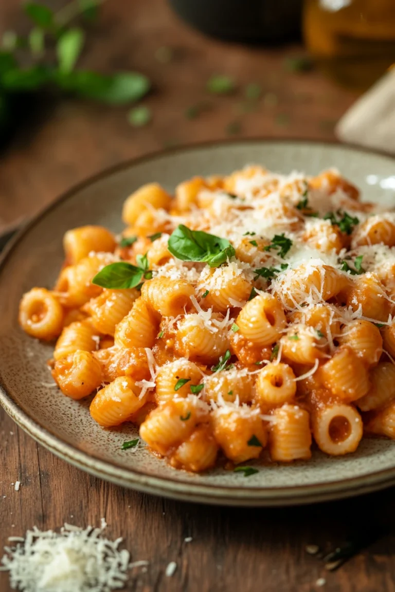 Close-up of creamy pasta dinner for kids with a warm, inviting presentation