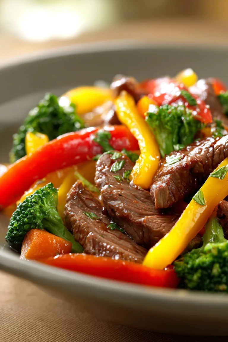 Close-up of a high protein beef dinner with bright lighting and clean background