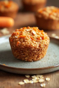 Close-up of freshly baked high protein toddler muffins on a white plate.
