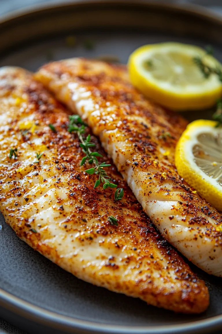Close-up of posta de tilapia na air fryer with crispy texture and golden brown color