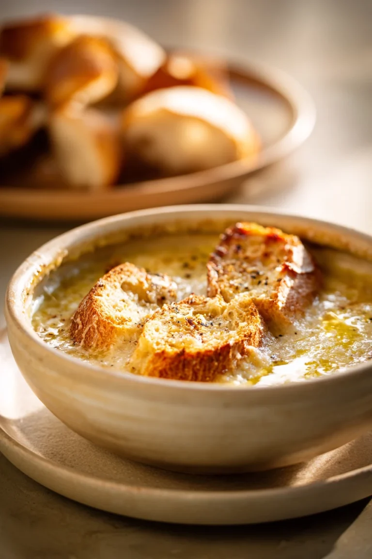 Close-up of Sardinian Longevity Soup with colorful vegetables and herbs in a bright setting.