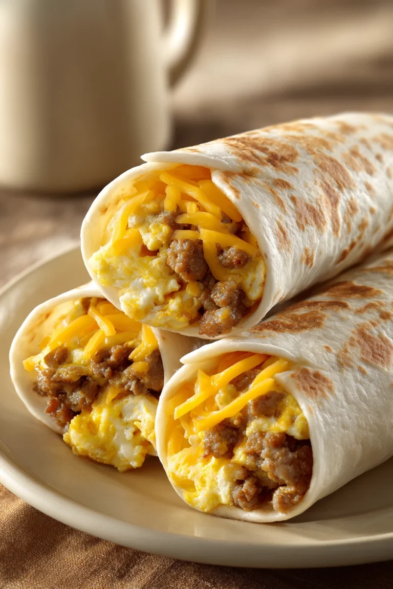 Close-up of sausage egg breakfast roll-ups with a clean background