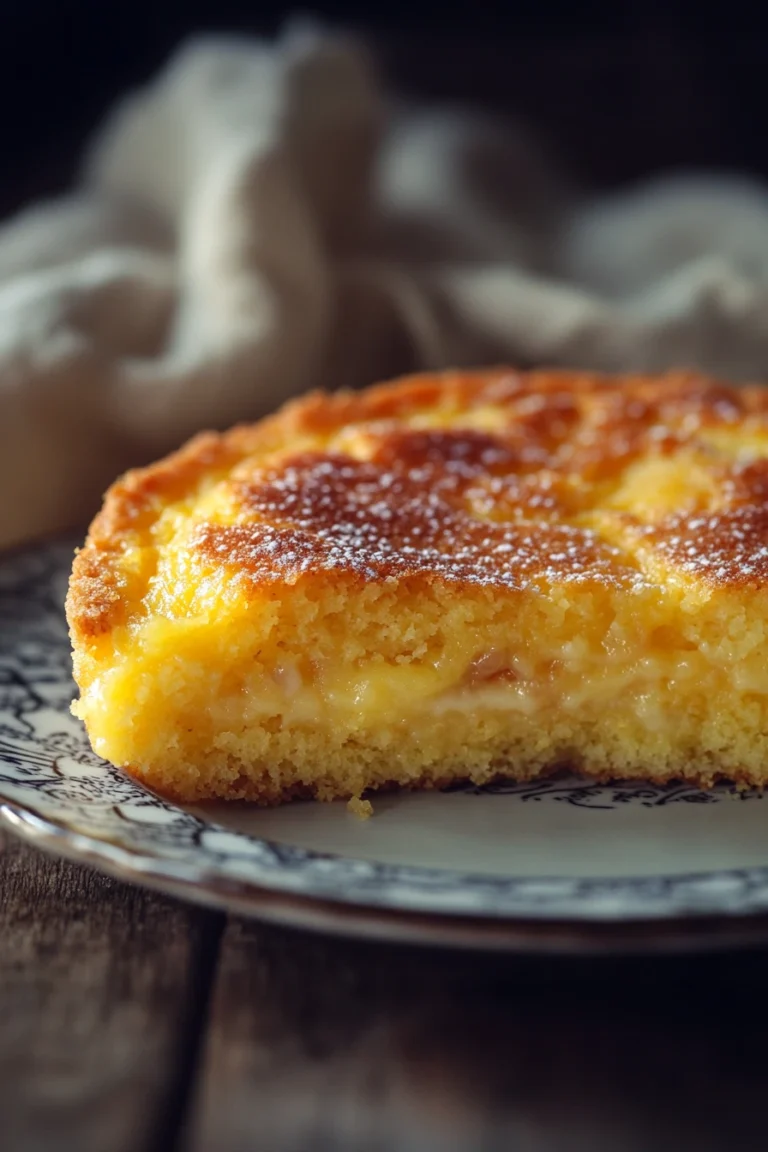 Close-up of a yellow cake mix lemon pudding with a bright, clean background.
