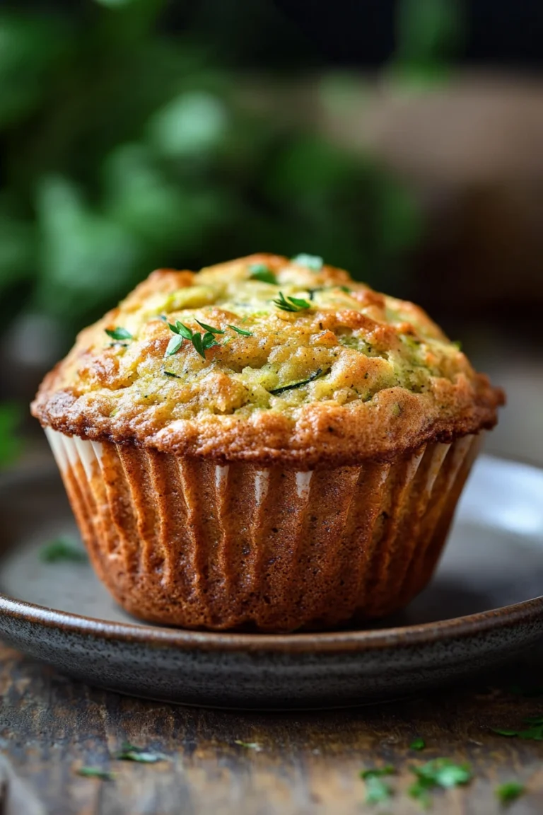 Close-up of greek yogurt zucchini bread muffins with a golden crust and moist texture