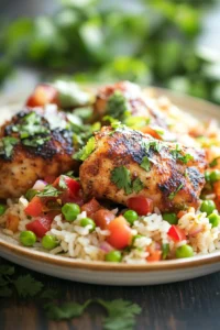 Close-up of jerk chicken with vibrant spices and a clean background.