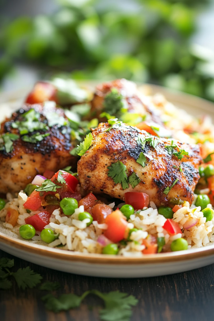 Close-up of jerk chicken with vibrant spices and a clean background.