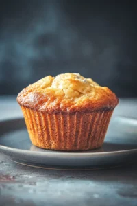 Close-up of a kodiak muffin with greek yogurt on a clean background.