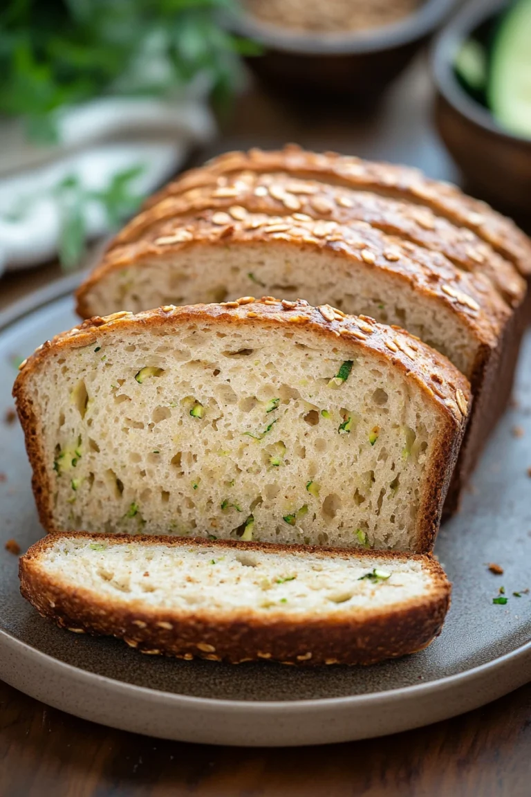 Close-up of low carb zucchini sandwich bread with a clean background