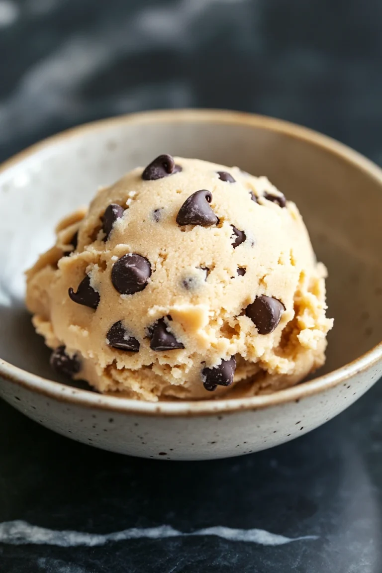 Close-up of peanut butter cookie dough with chocolate chips on a clean surface