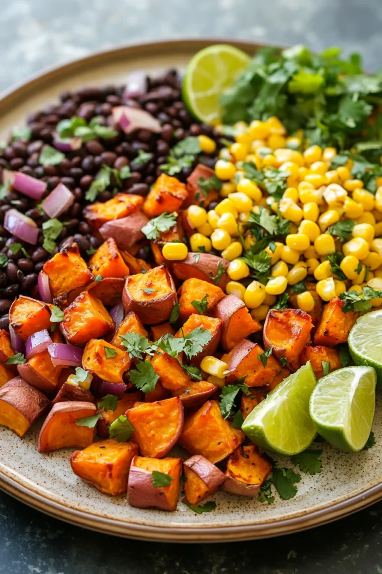 A vibrant southwestern sheet pan vegan dinner with colorful vegetables on a clean background.