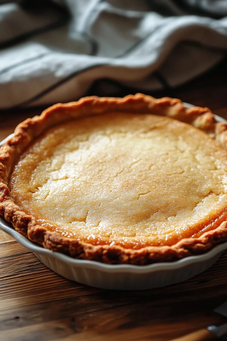 Close-up of a sugar cookie pie crust with a golden brown texture.